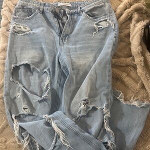 Flying Monkey Light Blue Distressed Boyfriend Jeans